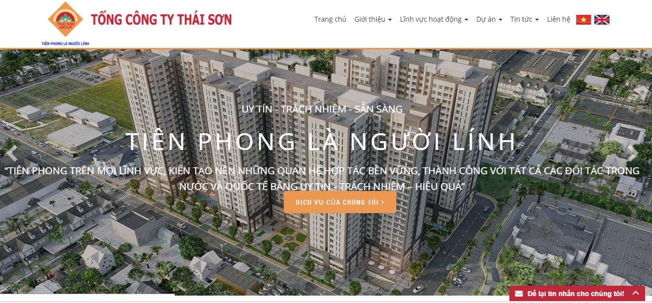 Hệ thống website của Tổng công ty Thái Sơn